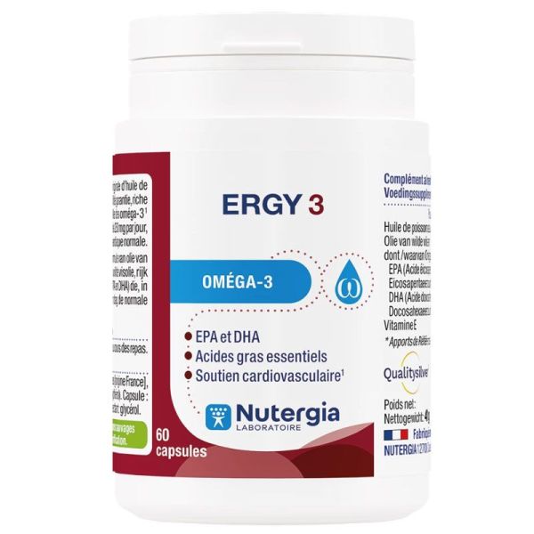 Nutergia Ergy 3 Omega-3 soutien cardiovasculaire (60 capsules)