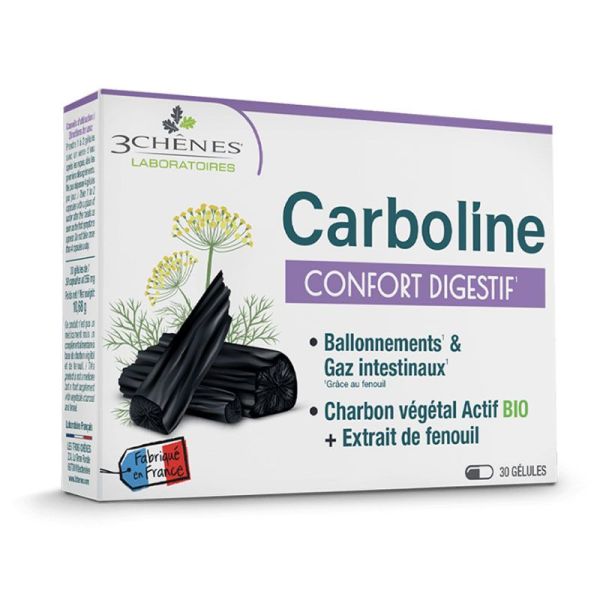 Les 3 Chênes Carboline Confort Digestif ballonnements & gaz intestinaux (30 gélules)