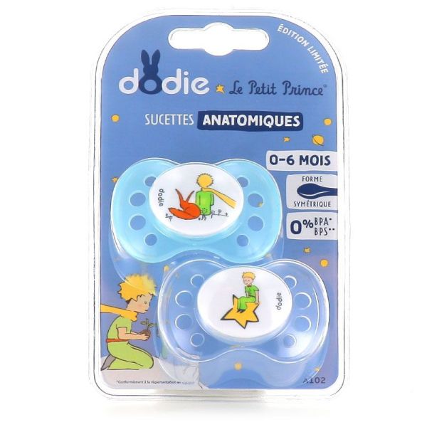 Dodie Sucettes anatomiques en silicone 0-6 mois Le Petit Prince Renard (lot de 2)