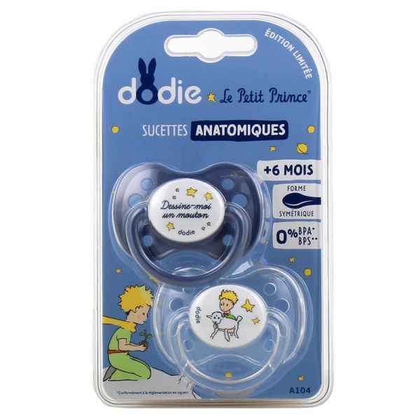 Dodie Sucette anatomique en Silicone Le Petit Prince Mouton 6+ mois (lot de 2)