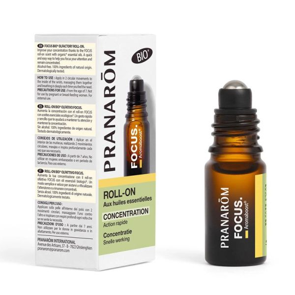 Aromaboost Focus Roll-On aux huiles essentielles concentration Bio (5 ml)