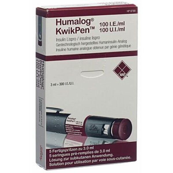 Humalog 100Ui/Ml Kwikpen Inj3Ml 5