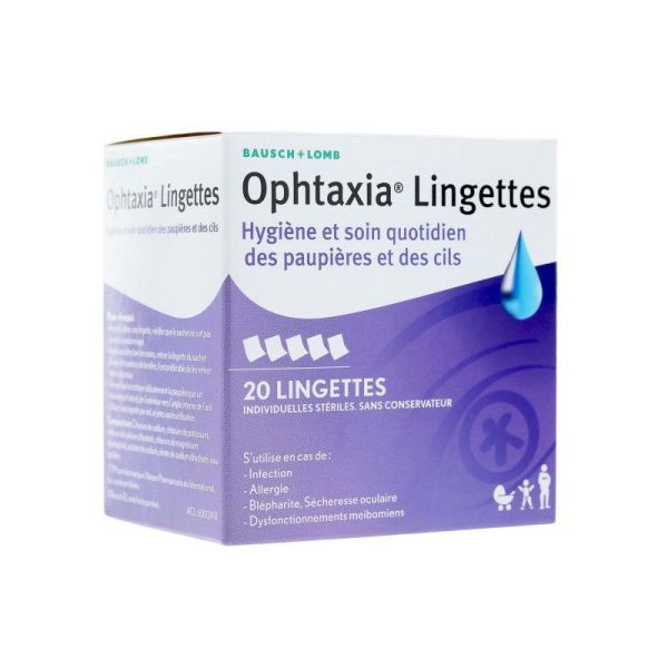 Ophtaxia Lingettes hygiène & soin quotidien des paupieres et cils (x20)