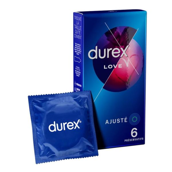 Durex Love préservatifs masculins lubrifiés en latex naturel (x6)