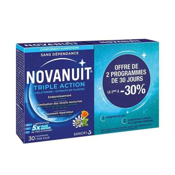 Novanuit Triple Action endormissement et sommeil réparateur (2 x 30 comprimés)