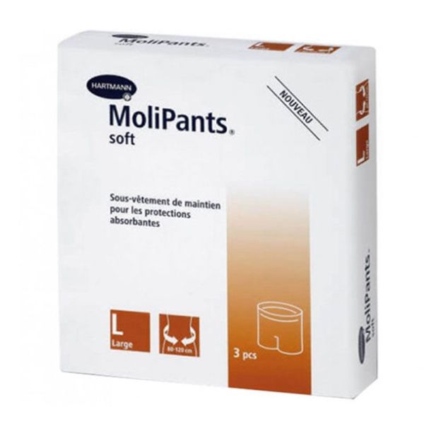 MoliPants Soft sous-vêtement de maintien pour protections absorbantes Taille L (x3)