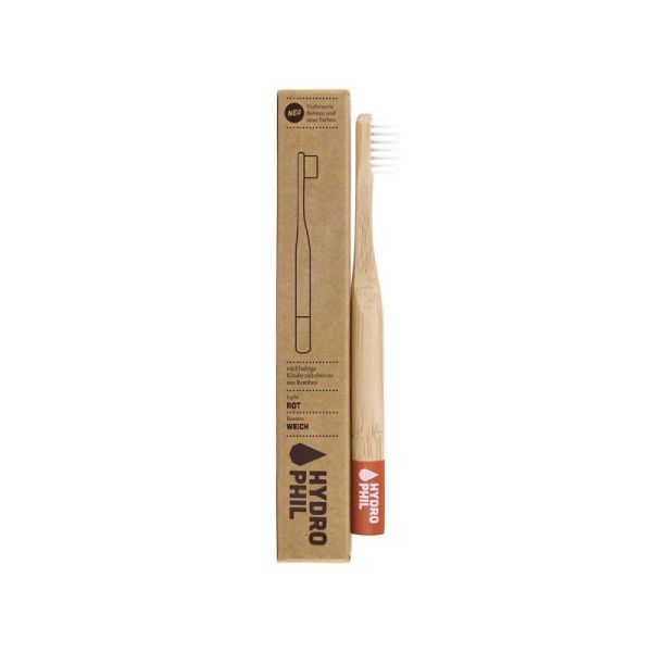 Hydrophil Brosse à dents Bambou Enfant Souple Rouge