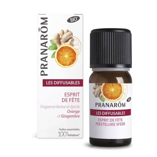 Les Diffusables Esprit de Fête Huiles essentielles Bio à diffuser Orange Gingembre (30 ml)