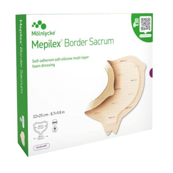 Mepilex Border Sacrum pansement hydrocellulaire auto-fixant stérile 22x25 cm (x10)