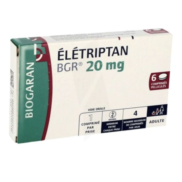 Eletriptan Biogaran 20 Mg comprimé Pelliculé Plaquette/6