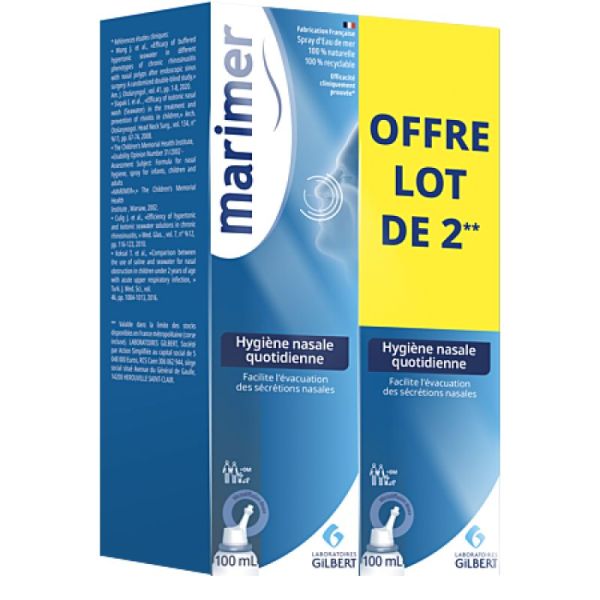 Marimer Spray Isotonique Hygiène Nasale Lot de 2X100Ml