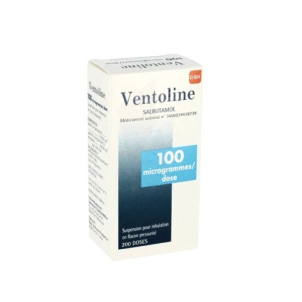 Ventoline 100 microgrammes par dose, inhalateur 200 doses