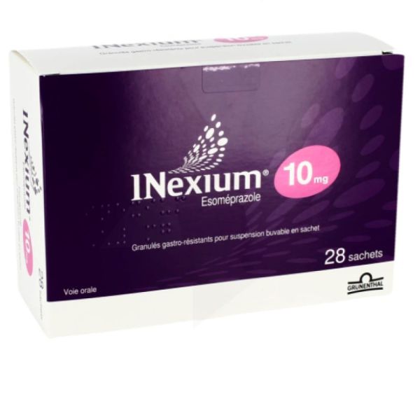 Inexium 10Mg Granulés Gatro-résistants Suspension Buvable 28 sachets