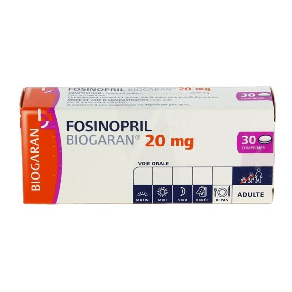 Biogaran Fosinopril 20 mg (Boîte De 30 Comprimés)