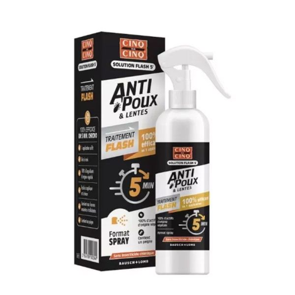 Cinq Sur Cinq Anti Poux & Lentes spray traitement flash 5 minutes (150 ml)