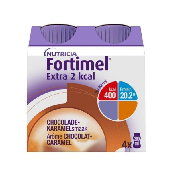 Nutricia Fortimel Diacare Boissons Protéinées Goût Chocolat-Caramel (4 x 200 ml)