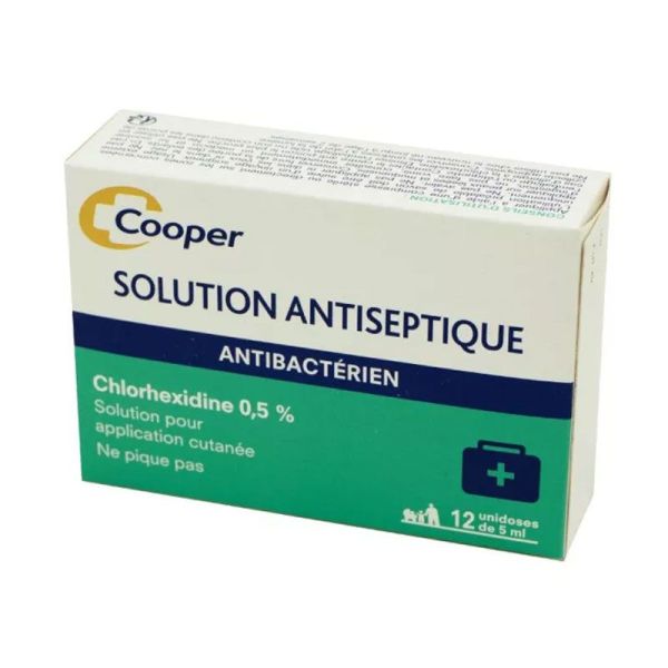 Cooper Solution Antiseptique à la Chlorhexidine pour application cutanée (12 x 5 ml)