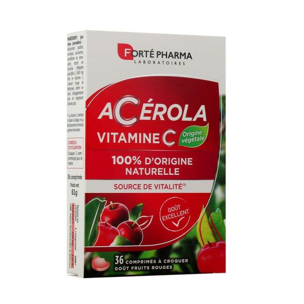 Forté Pharma Acérola et Vitamine C origine naturelle et végétale vitalité (x36)