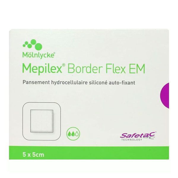 Mepilex Border Flex EM pansement hydrocellulaire siliconé stérile 5x5 cm (x10)