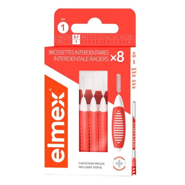 Elmex Brossette Interdentaire Taille 1 (0,7 mm) (lot de 8)