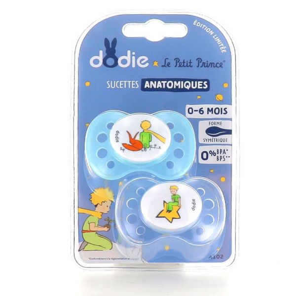 Dodie Sucette anatomique en Silicone Petit Prince 6+ mois (lot de 2)