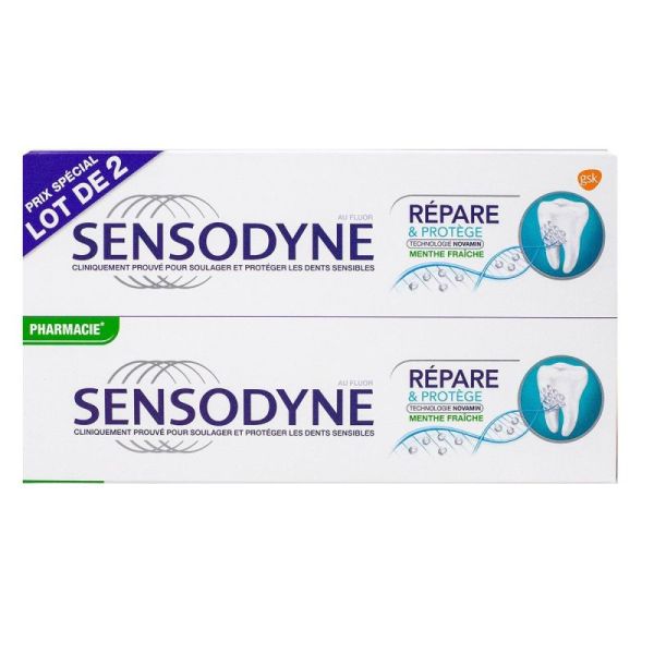 Sensodyne Répare & Protège Dentifrice Menthe Fraîche lot de 2 x 75Ml