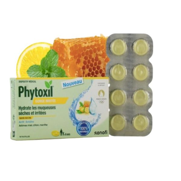 Phytoxil Pastilles Gorge Irritée Miel Citron Menthe, 16 pastilles