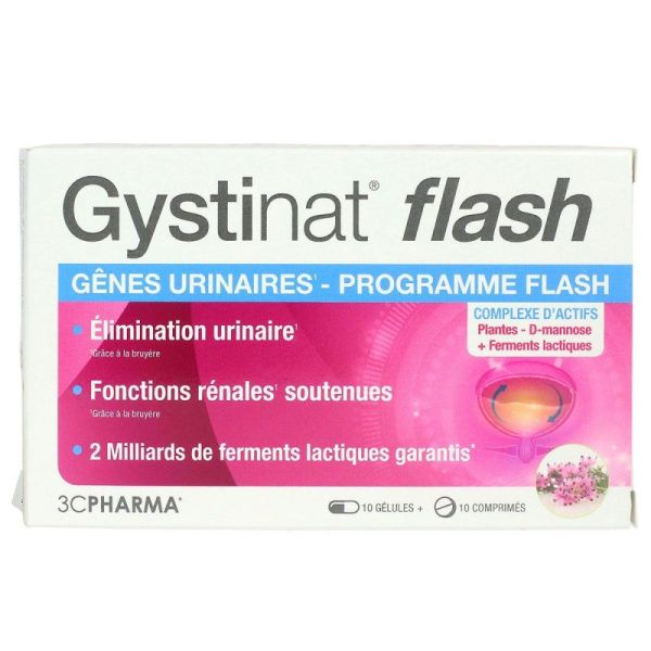 Gystinat Flash Inconforts urinaires BOÎTE DE 10 GÉLULES + 10 COMPRIMÉS