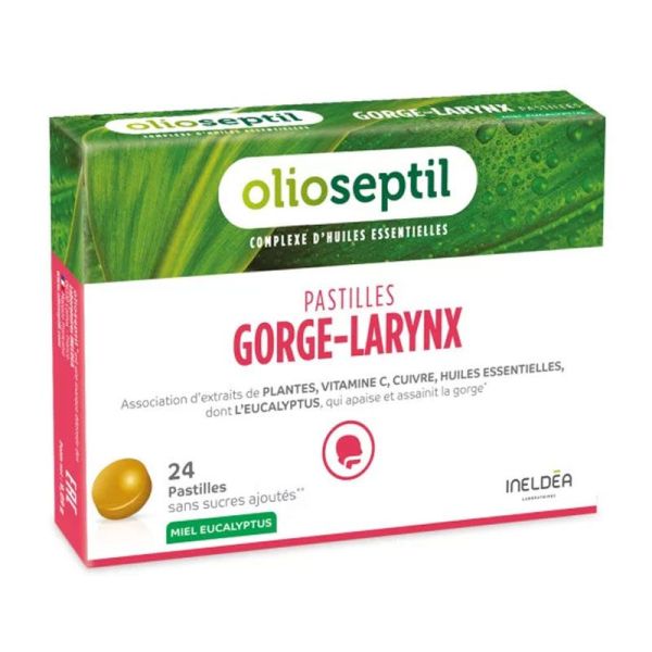 Olioseptil Pastilles Gorge-Larynx goût Miel-Plantes (x24)