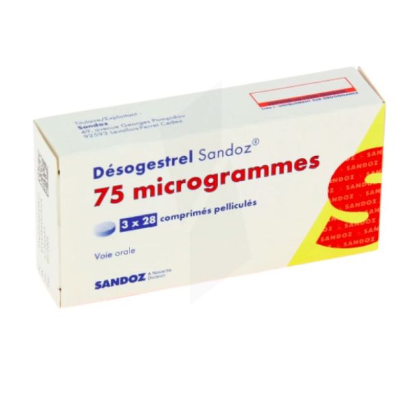 Desogestrel 75 mcg Sandoz Comprimé 3X28