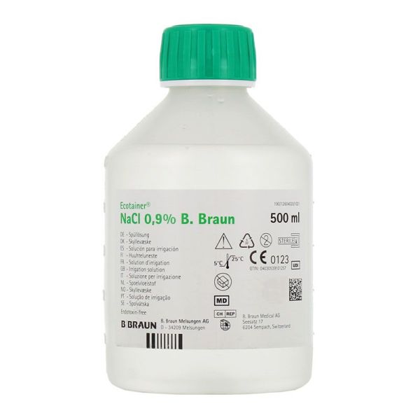 B. Braun Ecotainer NaCl 0,9% solution d'irrigation (500 ml)