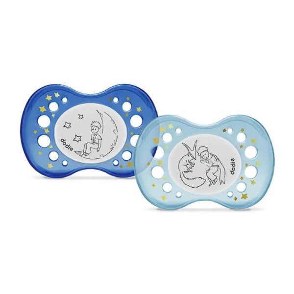 Dodie Sucette Anatomique en Silicone 18+ mois Le Petit Prince Nuit (lot de 2)