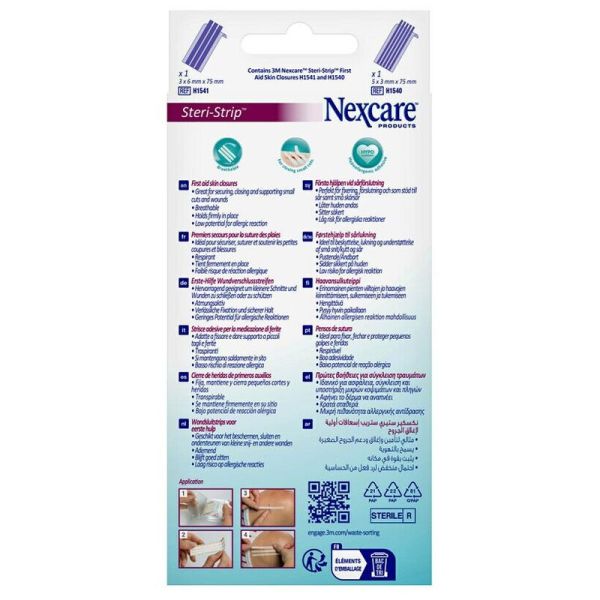 3M Nexcare Steri-Strip sutures cutanées adhésives blanches 3x6 mm + 5x3 mm (x6)