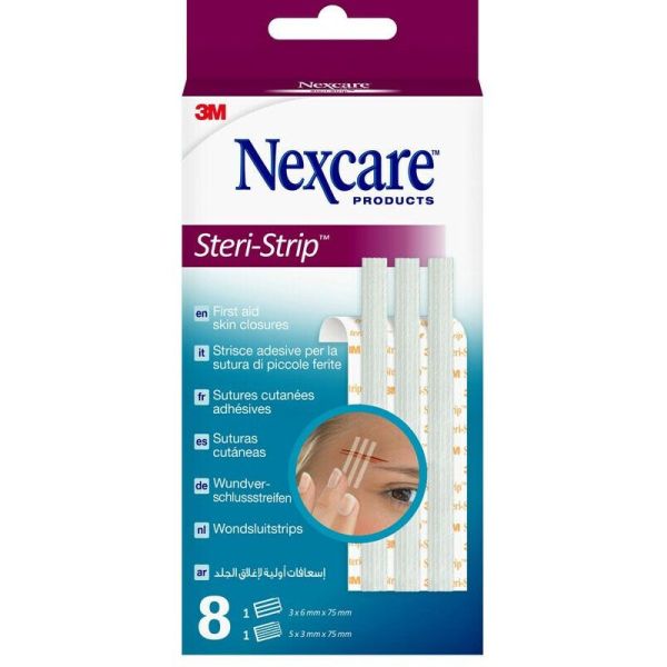 3M Nexcare Steri-Strip sutures cutanées adhésives blanches 3x6 mm + 5x3 mm (x6)