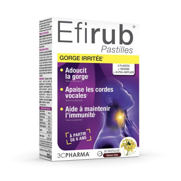 3CPharma Efirub Pastilles gorge irritée goût cola (x30)