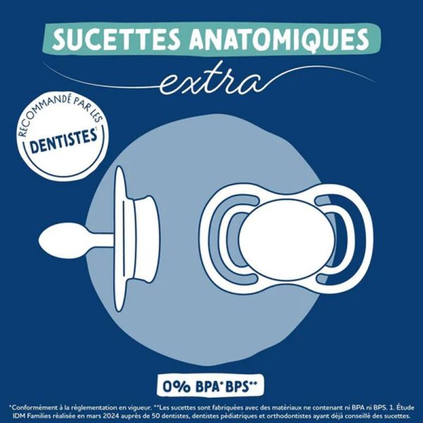 Dodie Sucettes anatomiques fines Extra bébé + de 6 mois F2 (x2)